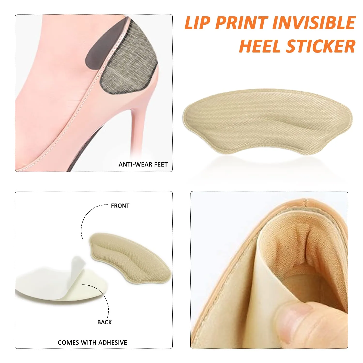 10 Pairs of Double-Sided self-Adhesive Shell Invisible Heel Stickers, Sponge Heel Pads, Thick Insoles, Anti-wear feet, can be Cut at Will