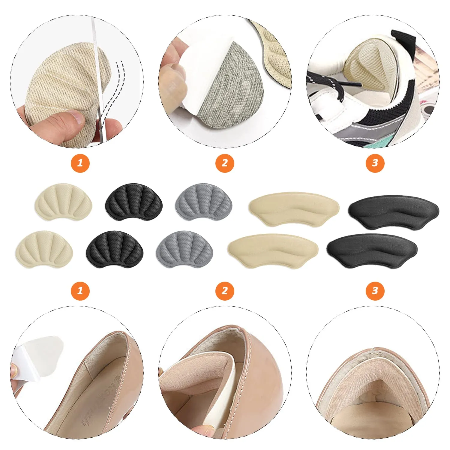 10 Pairs of Double-Sided self-Adhesive Shell Invisible Heel Stickers, Sponge Heel Pads, Thick Insoles, Anti-wear feet, can be Cut at Will