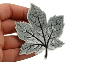 10 Pcs Maple Leaf Patch, Gray 3.1 Inch Iron On Patch Embroidery, Sycamore leaf Patch, Sew On Patch, Embroidered Patch, Applique