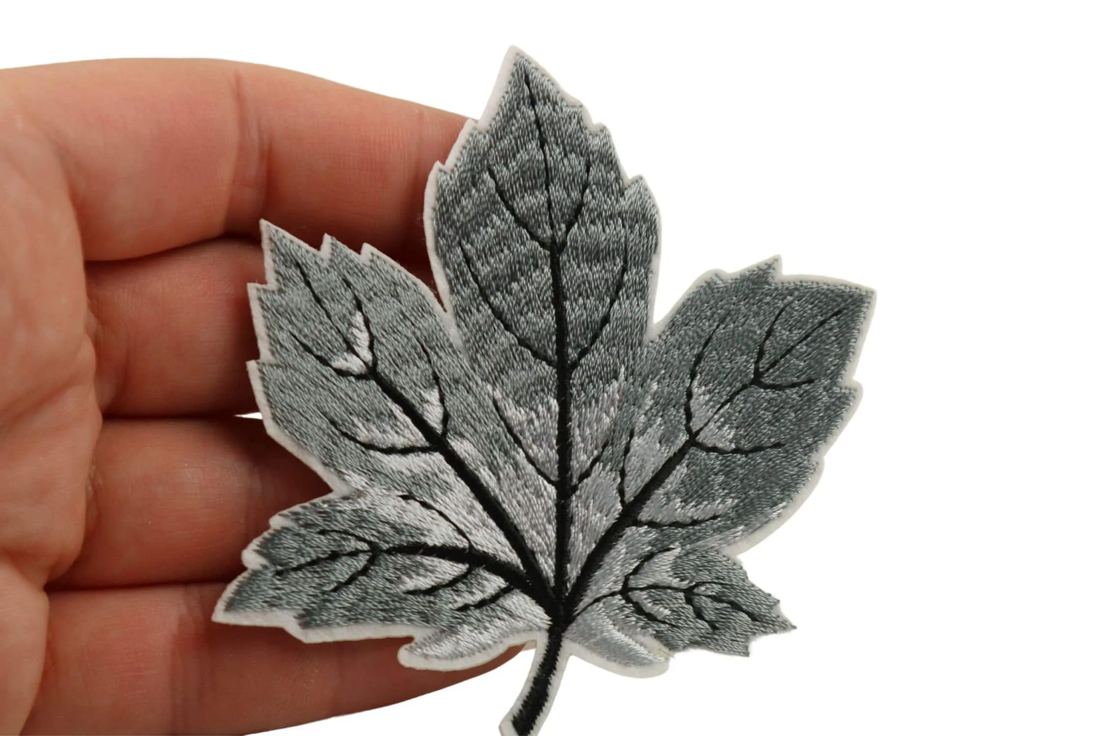 10 Pcs Maple Leaf Patch, Gray 3.1 Inch Iron On Patch Embroidery, Sycamore leaf Patch, Sew On Patch, Embroidered Patch, Applique