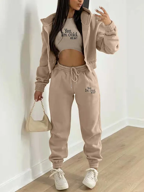 3-Piece Matching Set Tracksuit – Hoodies-Tanks-Pants