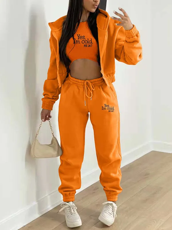 3-Piece Matching Set Tracksuit – Hoodies-Tanks-Pants