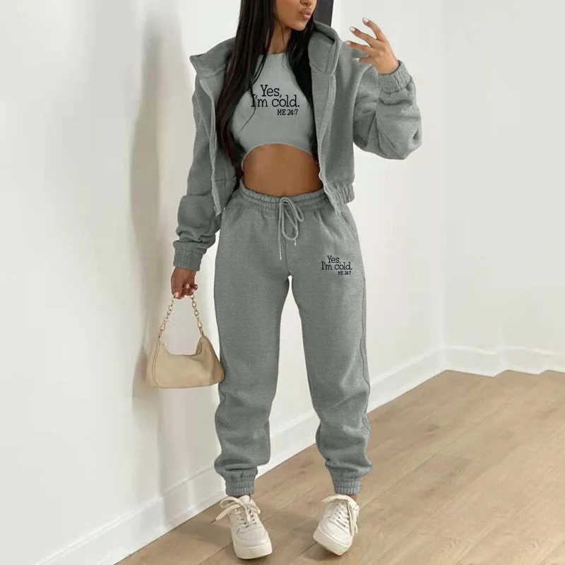 3-Piece Matching Set Tracksuit – Hoodies-Tanks-Pants