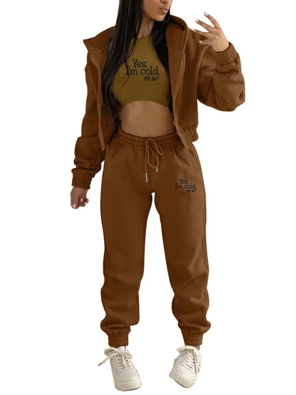 3-Piece Matching Set Tracksuit – Hoodies-Tanks-Pants