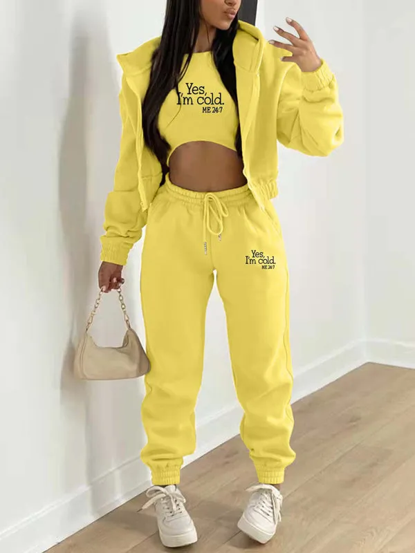 3-Piece Matching Set Tracksuit – Hoodies-Tanks-Pants