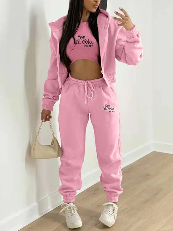 3-Piece Matching Set Tracksuit – Hoodies-Tanks-Pants