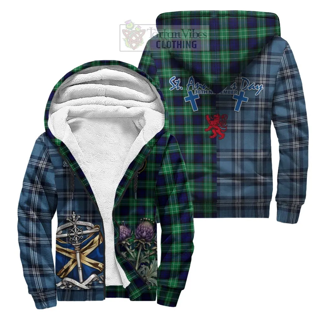 Abercrombie Tartan Sherpa Hoodie Happy St. Andrew's Day Half Tartan Style