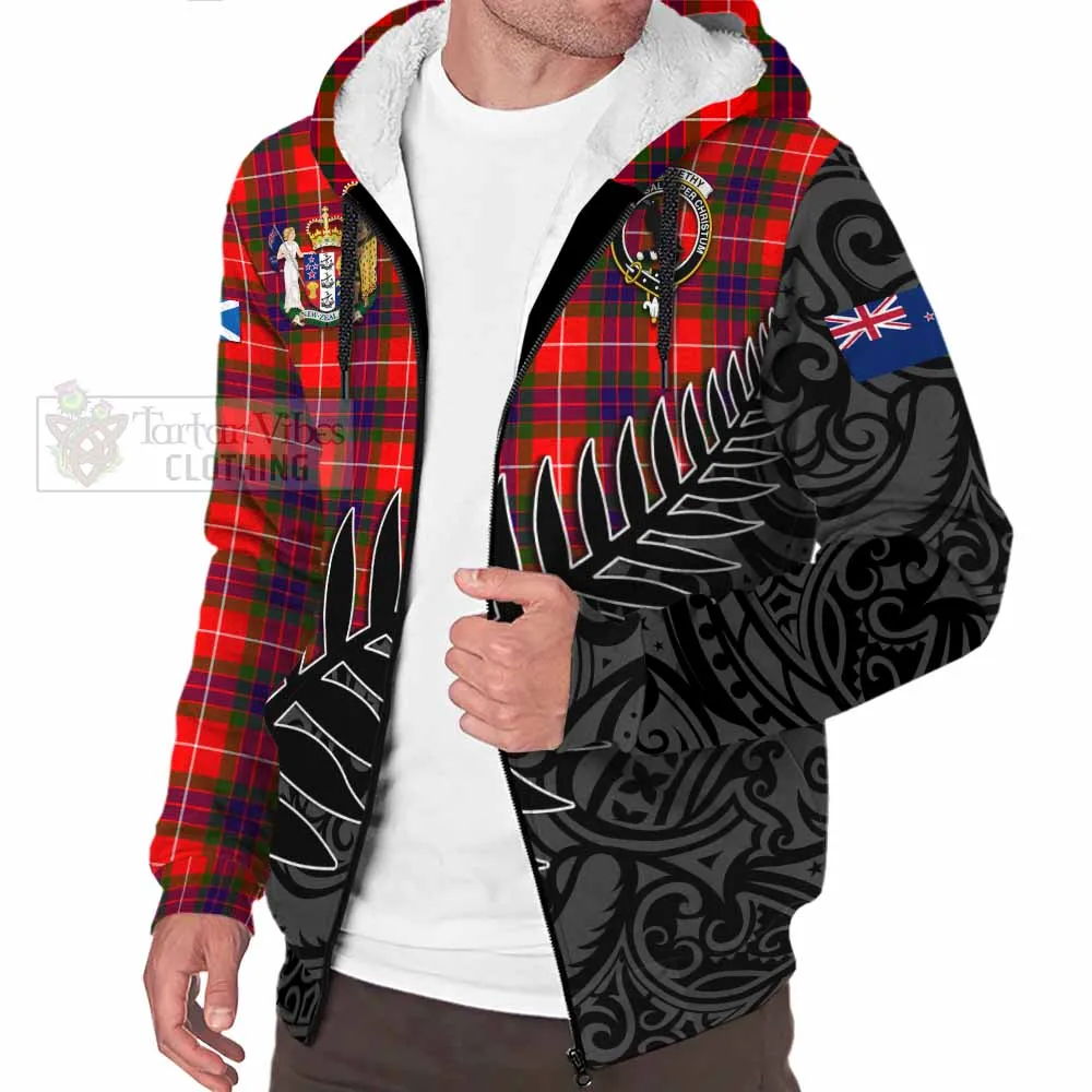 Abernethy Crest Tartan Sherpa Hoodie with New Zealand Silver Fern Half Style