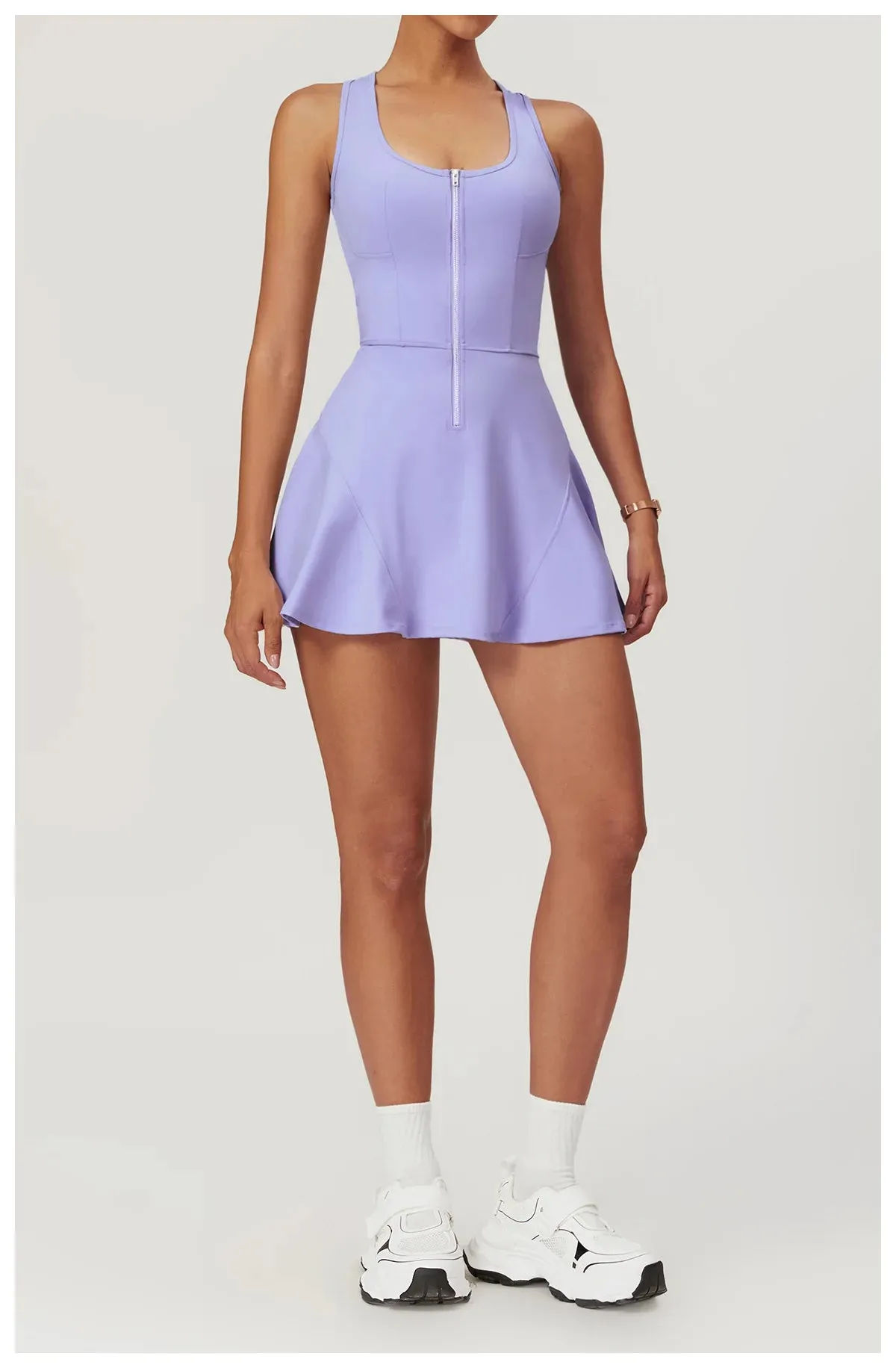 Activewear Zipper Dress with Shorts