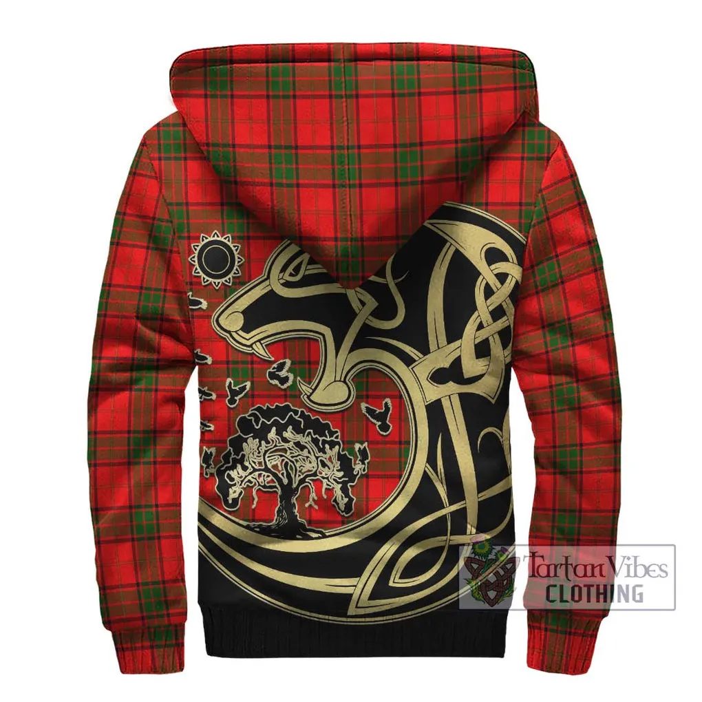 Adair Tartan Sherpa Hoodie with Family Crest Celtic Wolf Style