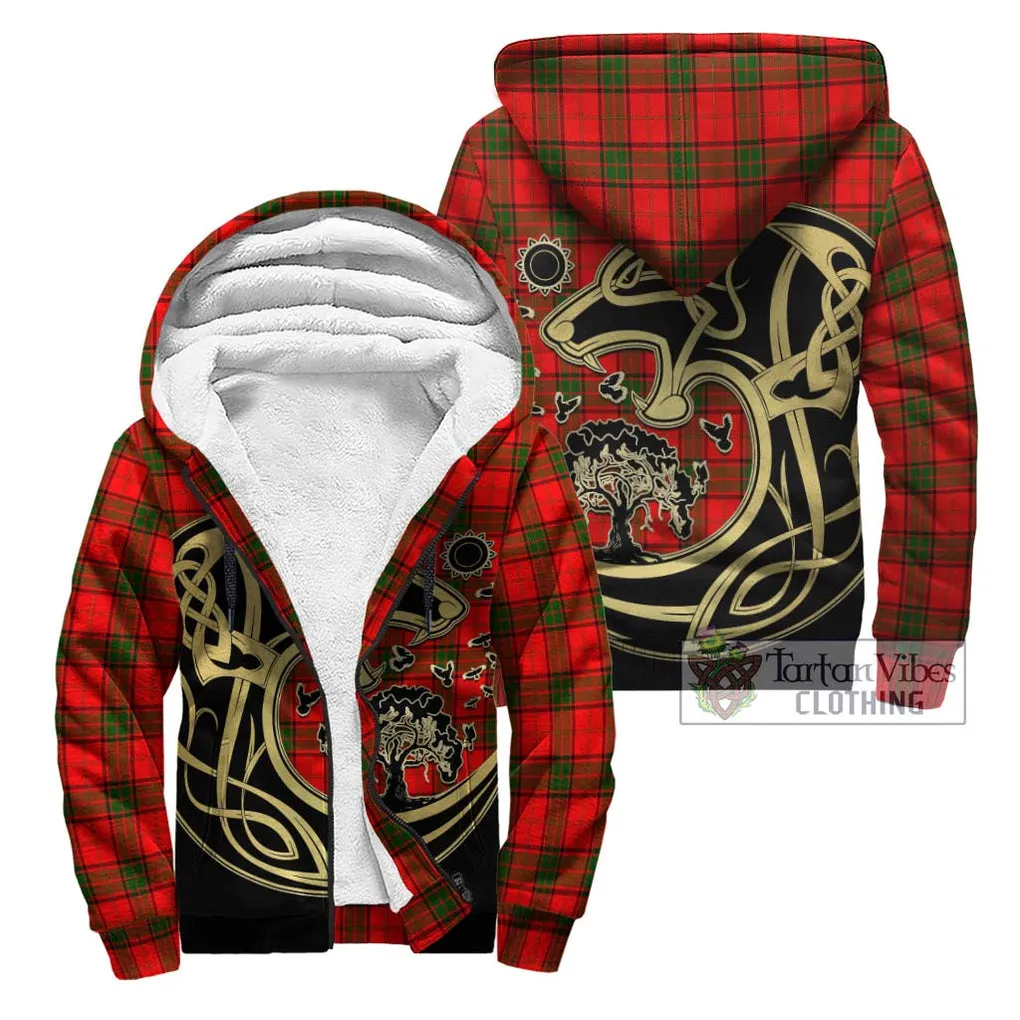 Adair Tartan Sherpa Hoodie with Family Crest Celtic Wolf Style