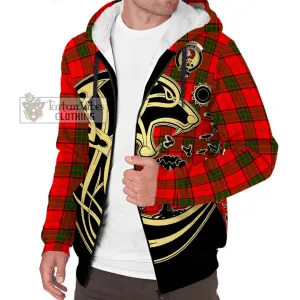 Adair Tartan Sherpa Hoodie with Family Crest Celtic Wolf Style