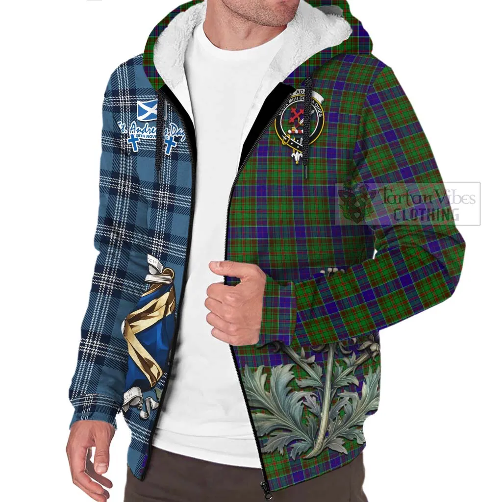 Adam Tartan Sherpa Hoodie Happy St. Andrew's Day Half Tartan Style