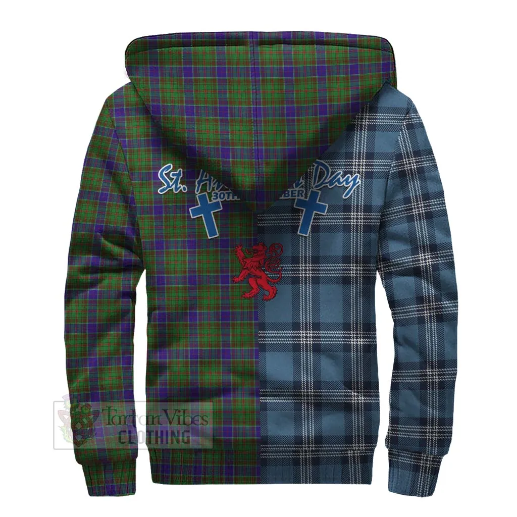 Adam Tartan Sherpa Hoodie Happy St. Andrew's Day Half Tartan Style