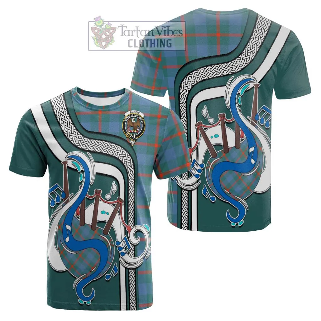 Agnew Ancient Tartan Cotton T-shirt with Epic Bagpipe Style