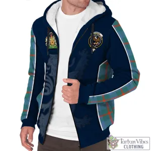 Agnew Ancient Tartan Sherpa Hoodie with Family Crest and Lion Rampant Vibes Sport Style