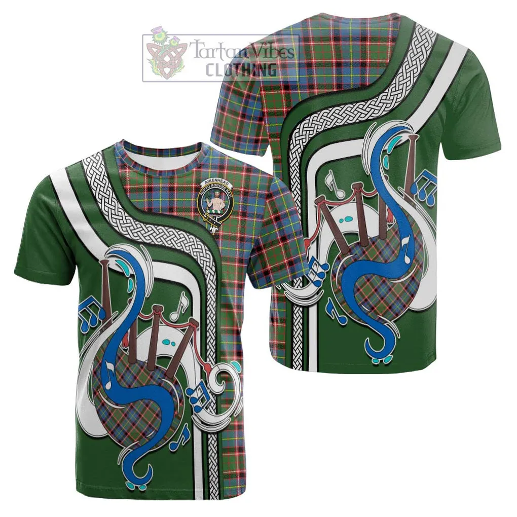 Aikenhead Tartan Cotton T-shirt with Epic Bagpipe Style