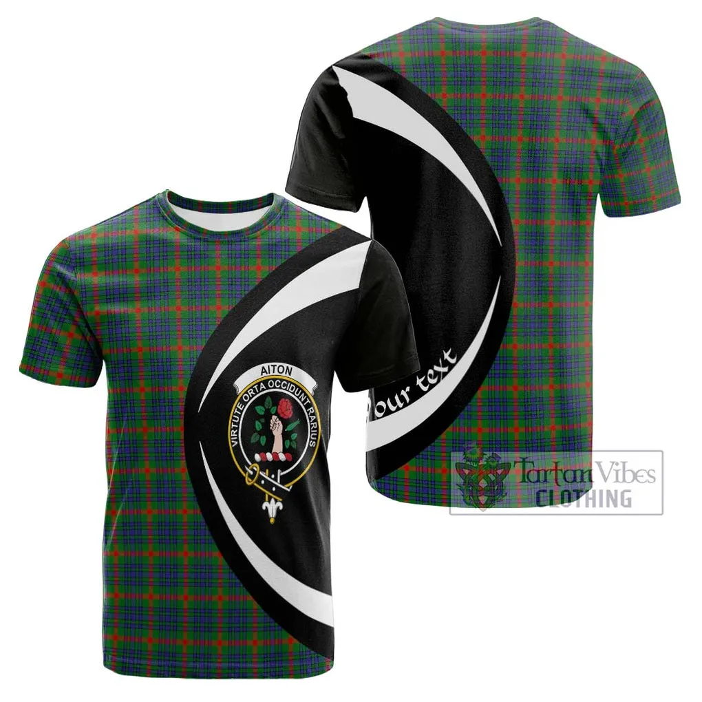 Aiton Tartan Cotton T-shirt with Family Crest Circle Style