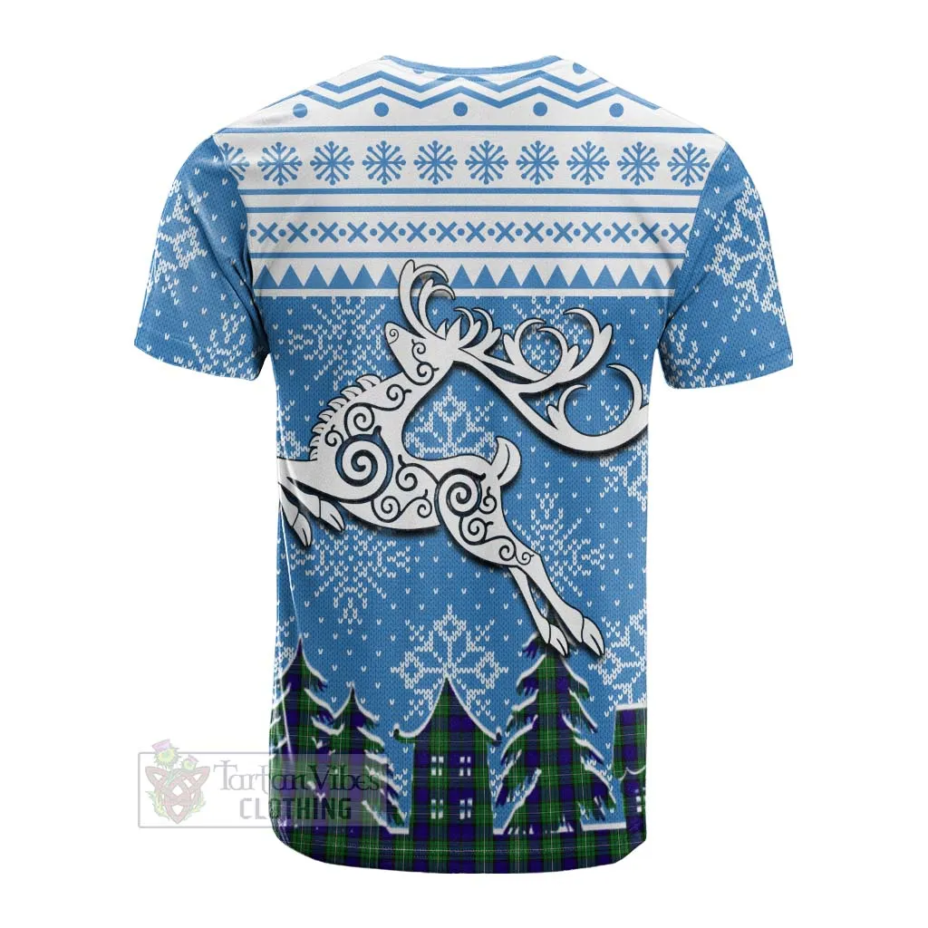 Alexander Clan Christmas Cotton T-shirt Celtic Reindeer Style