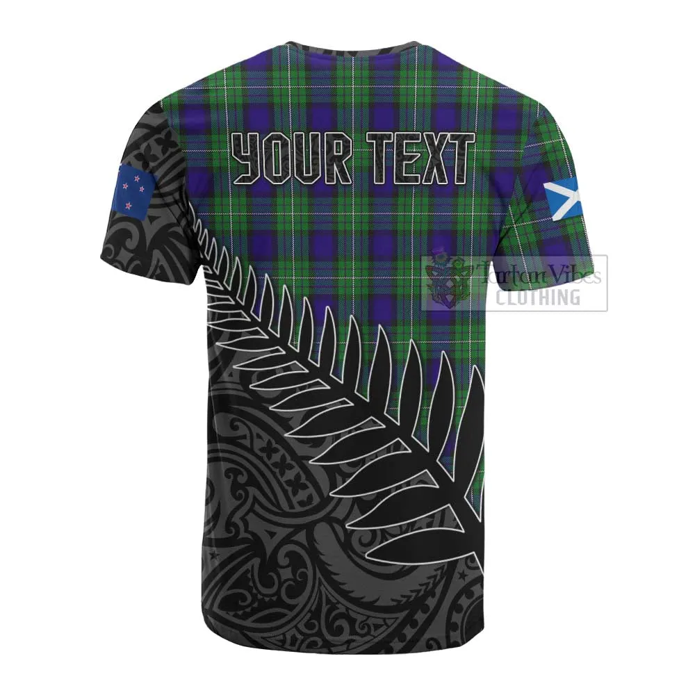 Alexander Crest Tartan Cotton T-shirt with New Zealand Silver Fern Half Style