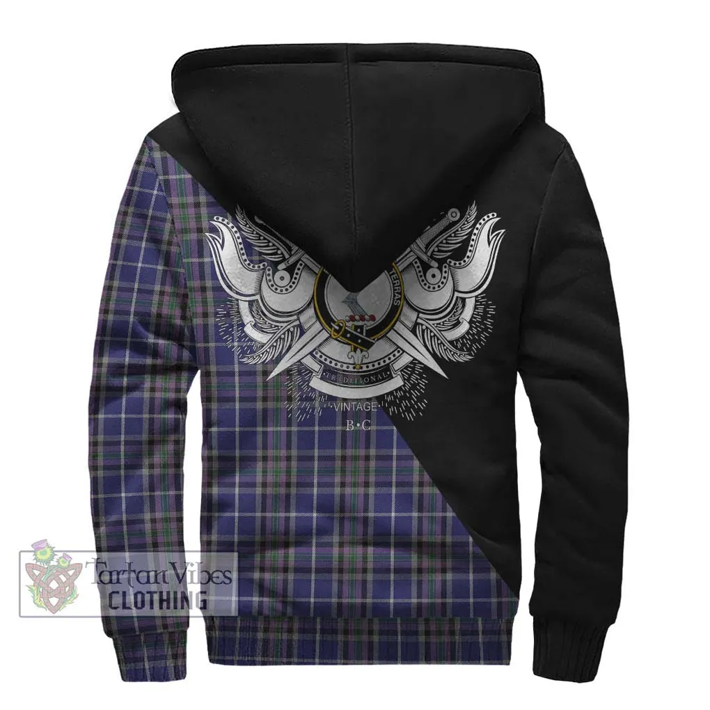 Alexander of Menstry Tartan Sherpa Hoodie with Family Crest and Military Logo Style