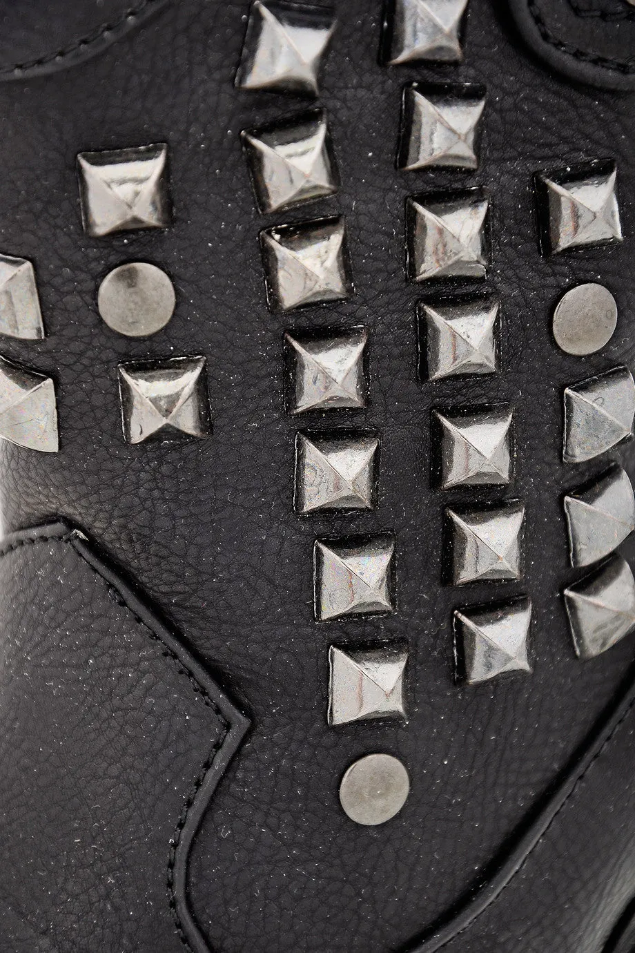 ALISHA Black Studded Ankle Boots