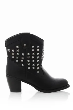 ALISHA Black Studded Ankle Boots