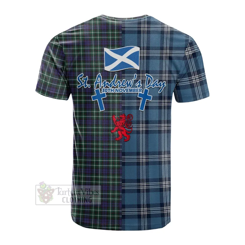 Allardice Tartan Cotton T-shirt Happy St. Andrew's Day Half Tartan Style