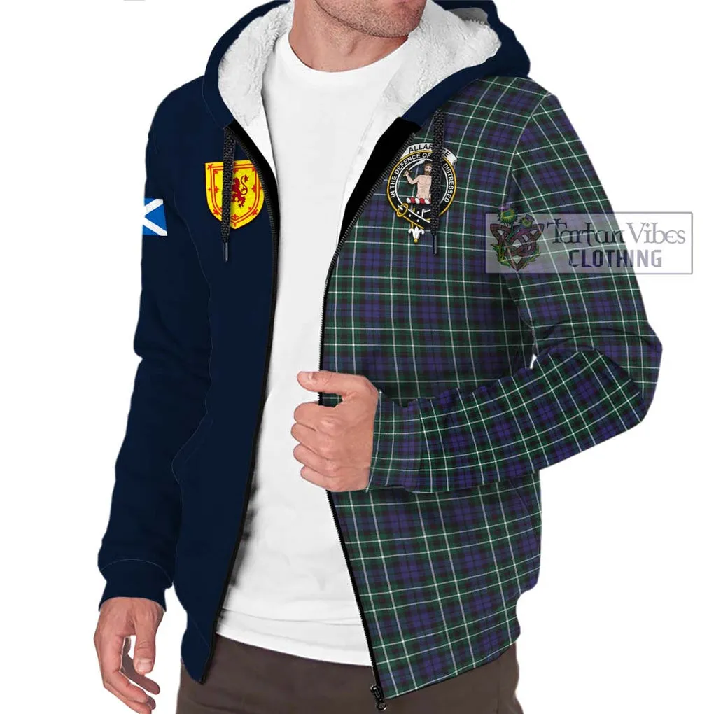 Allardice Tartan Sherpa Hoodie Alba with Scottish Lion Royal Arm Half Style