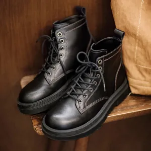 Amozae- Contrast Stitch Military Boots