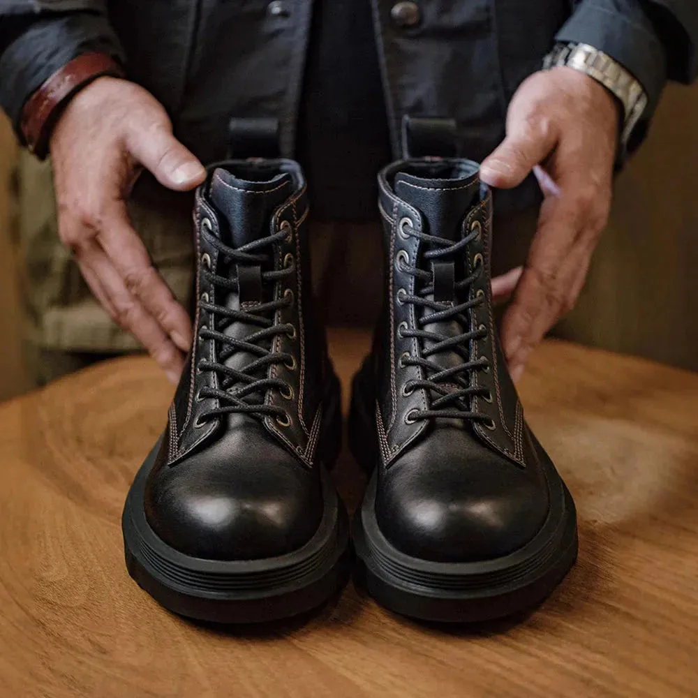 Amozae- Contrast Stitch Military Boots