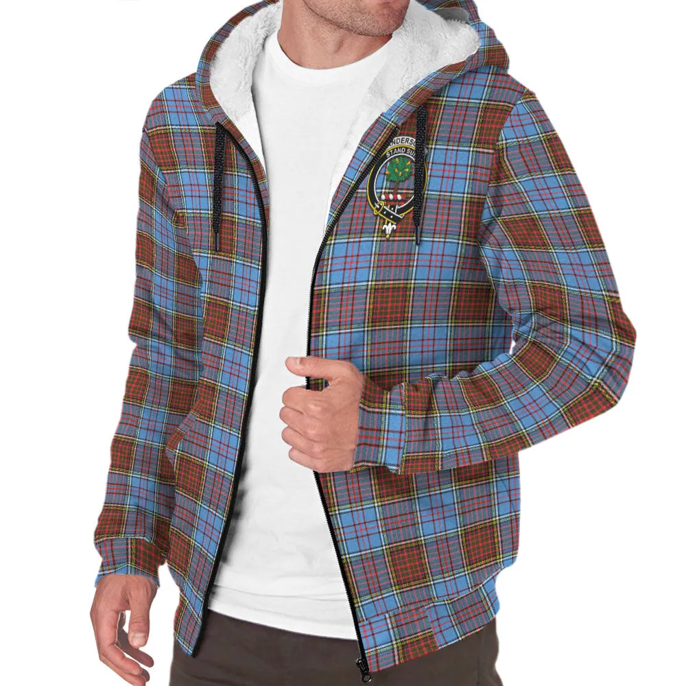 Anderson Modern Tartan Sherpa Hoodie with Family Crest