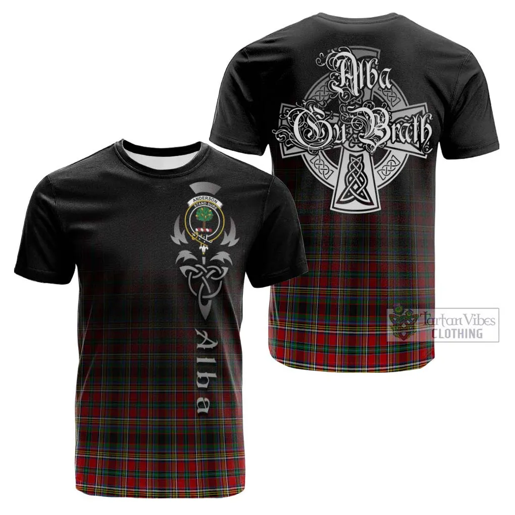 Anderson of Arbrake Tartan Cotton T-shirt Featuring Alba Gu Brath Family Crest Celtic Inspired