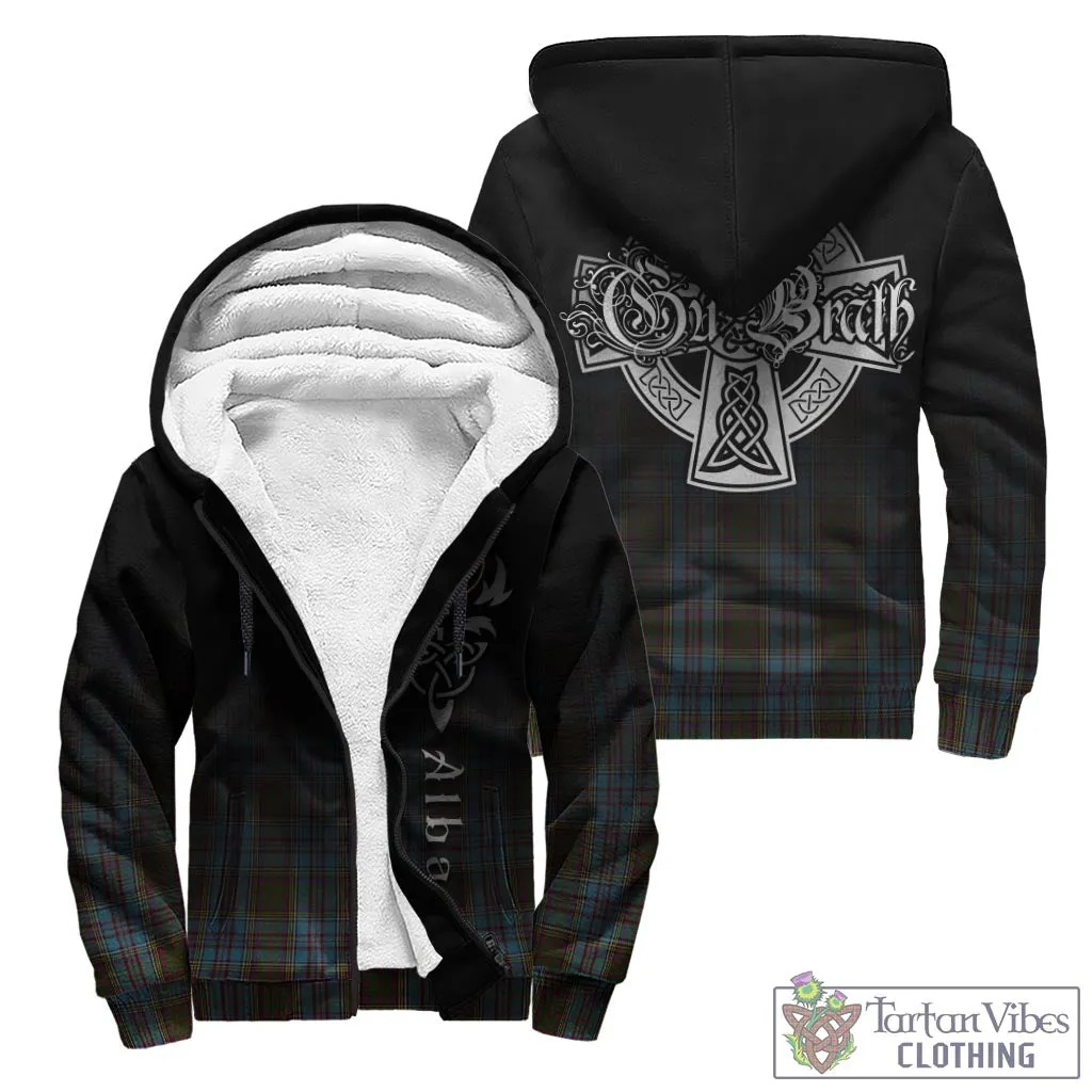 Anderson Tartan Sherpa Hoodie Featuring Alba Gu Brath Family Crest Celtic Inspired