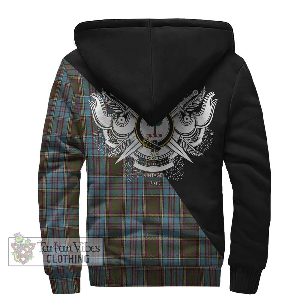 Anderson Tartan Sherpa Hoodie with Family Crest and Military Logo Style