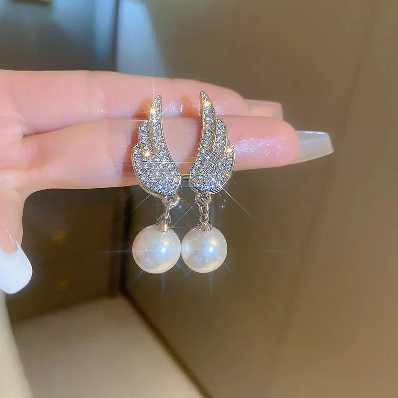 Angel Wings Earrings with pearl