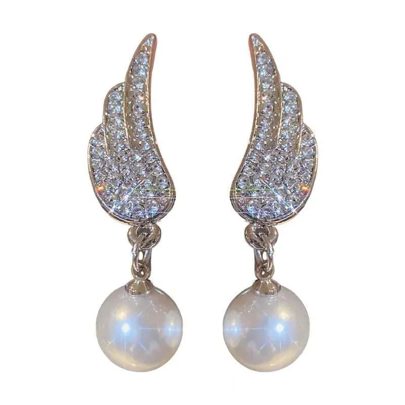 Angel Wings Earrings with pearl