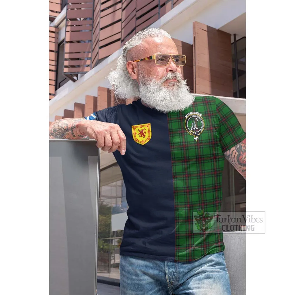 Anstruther Tartan Cotton T-shirt Alba with Scottish Lion Royal Arm Half Style