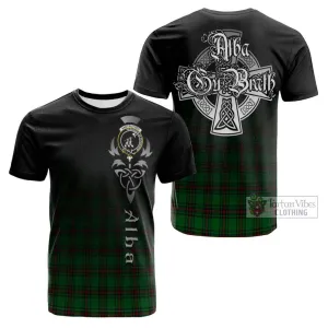 Anstruther Tartan Cotton T-shirt Featuring Alba Gu Brath Family Crest Celtic Inspired