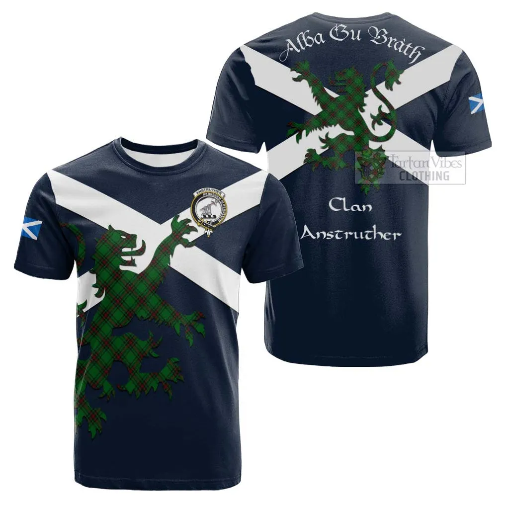 Anstruther Tartan Lion Rampant Cotton T-shirt Proudly Display Your Heritage with Alba Gu Brath and Clan Name