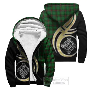 Anstruther Tartan Sherpa Hoodie with Family Crest and Celtic Symbol Style