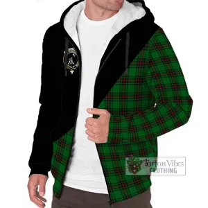 Anstruther Tartan Sherpa Hoodie with Family Crest and Military Logo Style