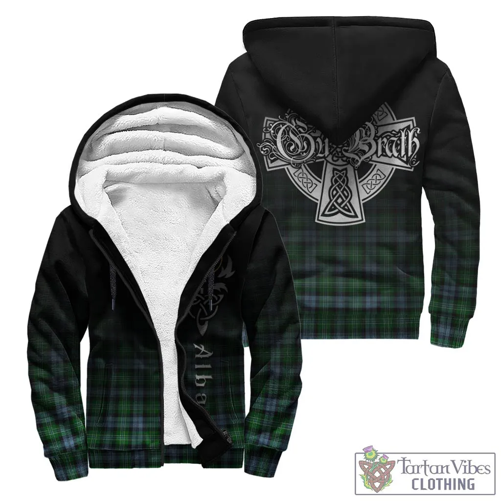 Arbuthnot Ancient Tartan Sherpa Hoodie Featuring Alba Gu Brath Family Crest Celtic Inspired