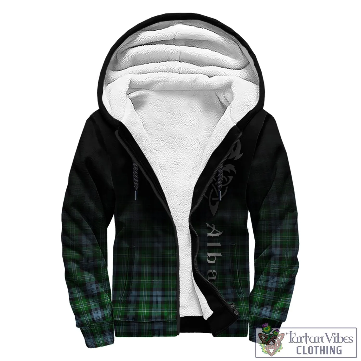 Arbuthnot Ancient Tartan Sherpa Hoodie Featuring Alba Gu Brath Family Crest Celtic Inspired