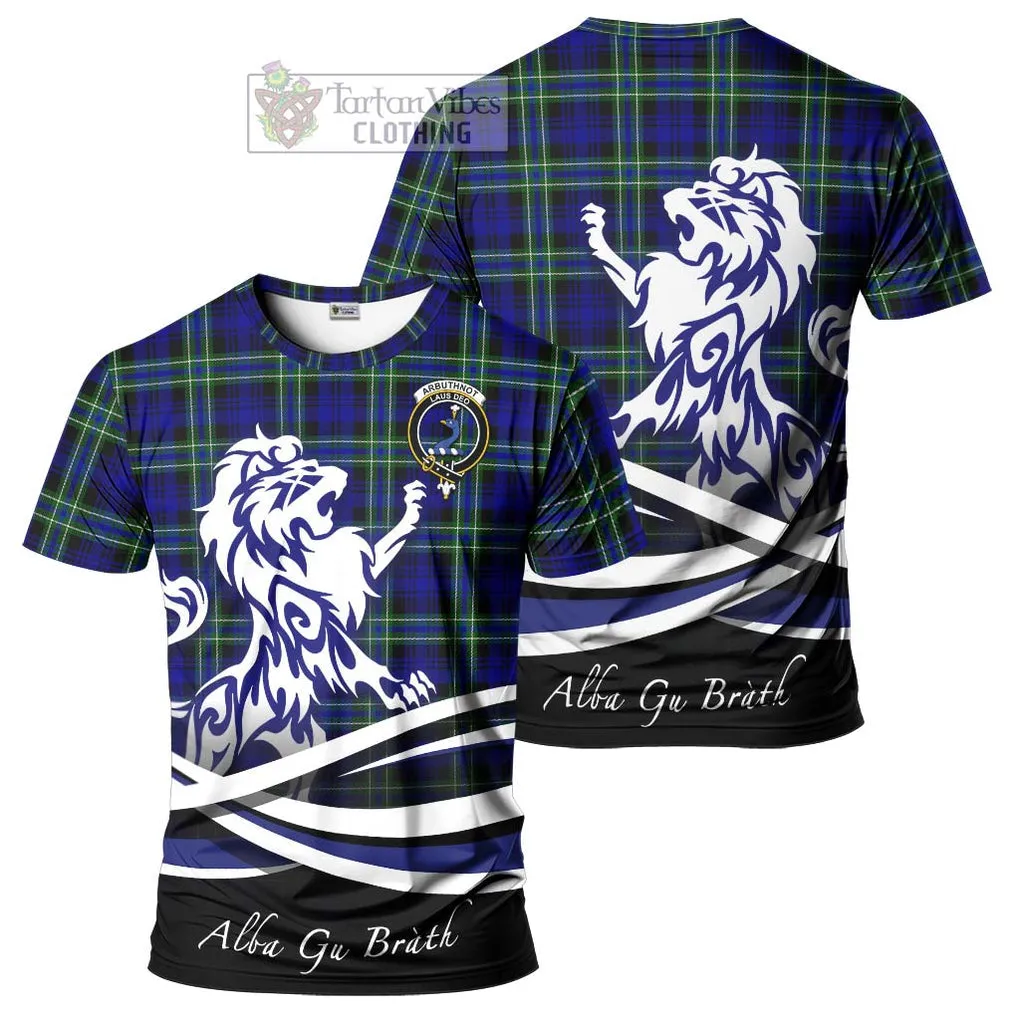 Arbuthnot Modern Tartan Cotton T-shirt with Alba Gu Brath Regal Lion Emblem