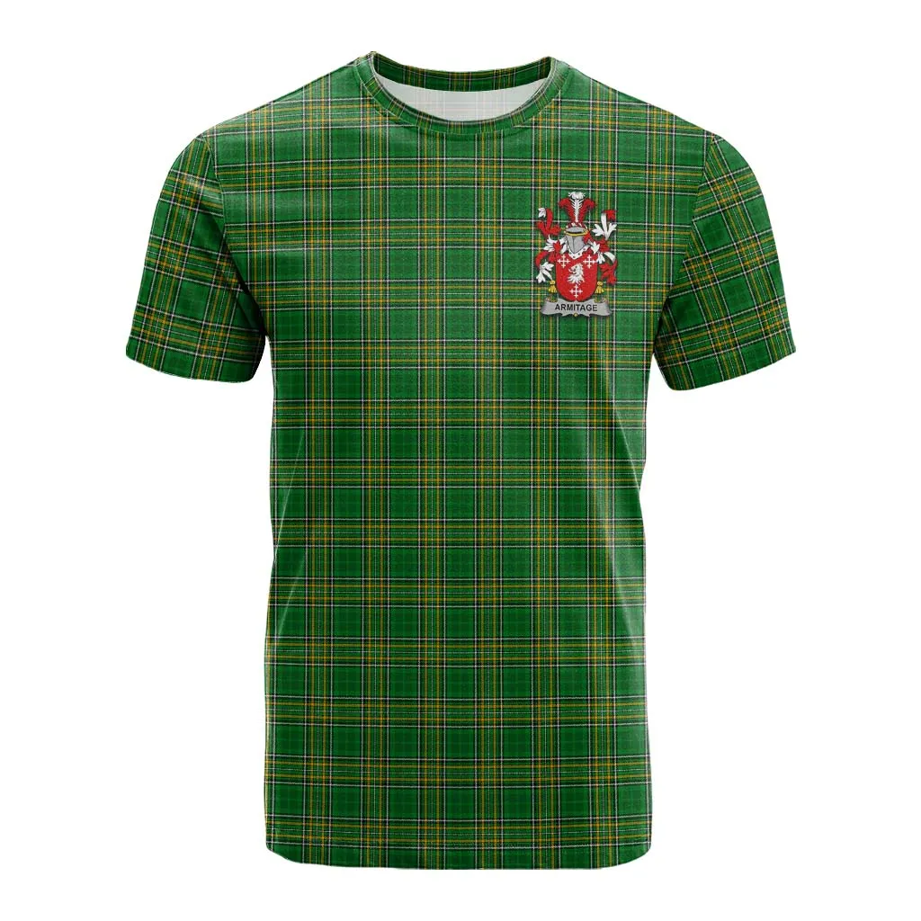 Armitage Irish Clan Tartan Cotton T-shirt with Coat of Arms