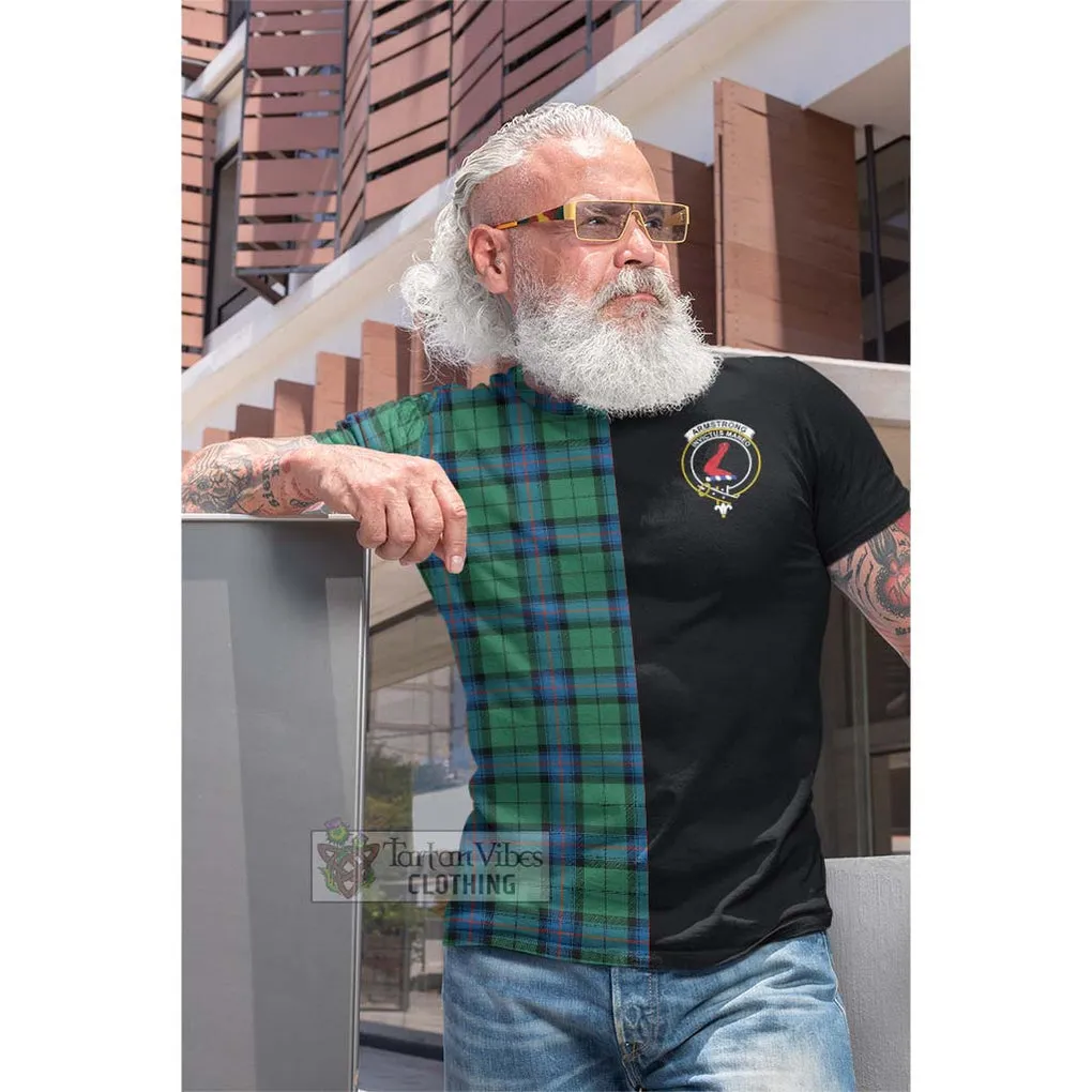 Armstrong Ancient Tartan Cotton T-shirt with Family Crest and Half Of Me Style