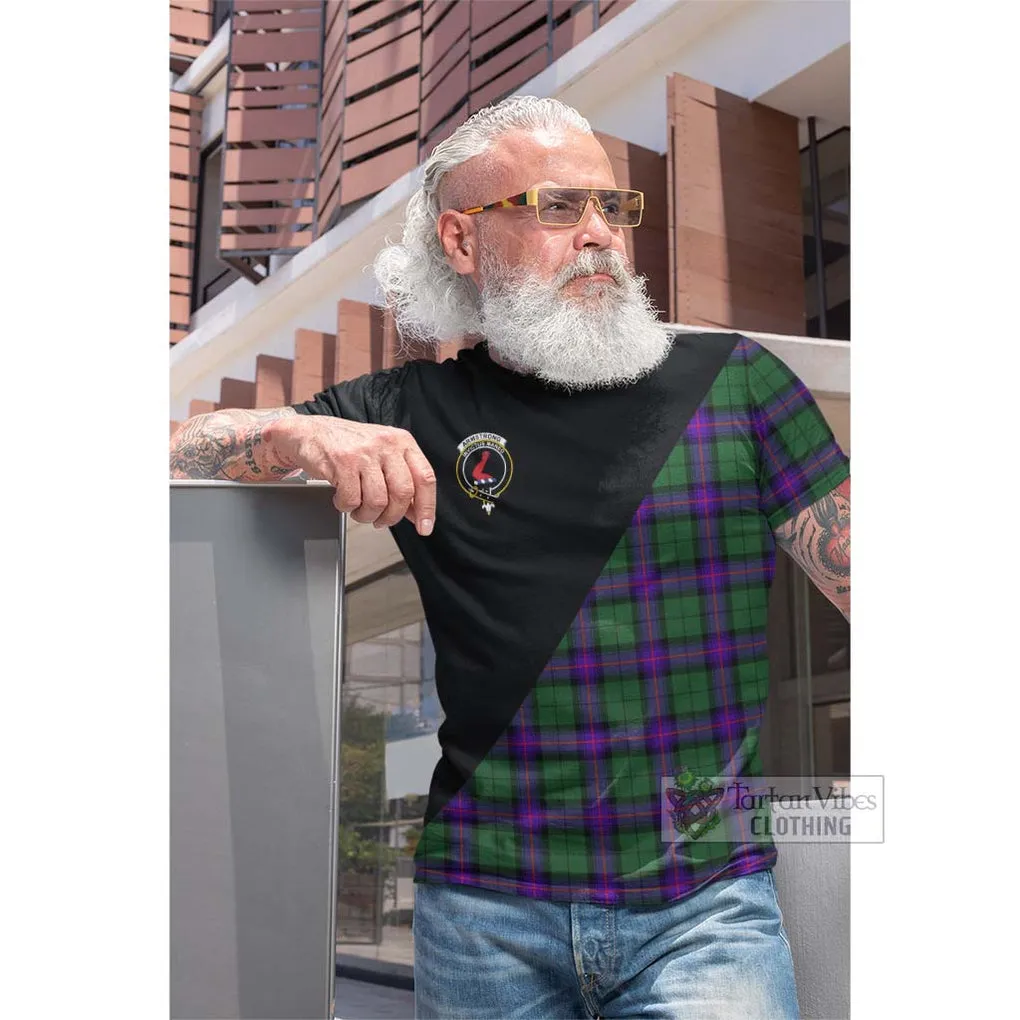 Armstrong Modern Tartan Cotton T-shirt with Family Crest and Military Logo Style