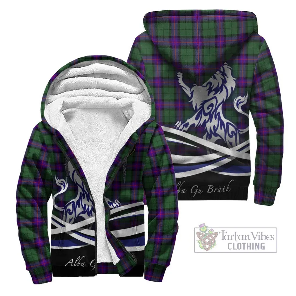 Armstrong Modern Tartan Sherpa Hoodie with Alba Gu Brath Regal Lion Emblem