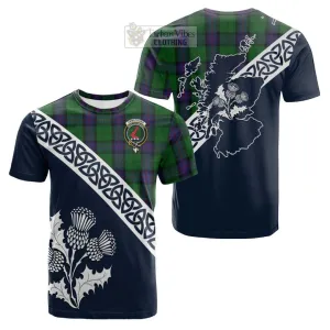 Armstrong Tartan Cotton T-shirt Featuring Thistle and Scotland Map